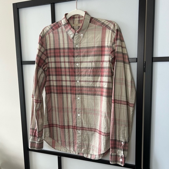 Burberry Other - [S] Burberry Brit Men’s Red & Beige Plaid Long Sleeve Button Down Cotton Shirt